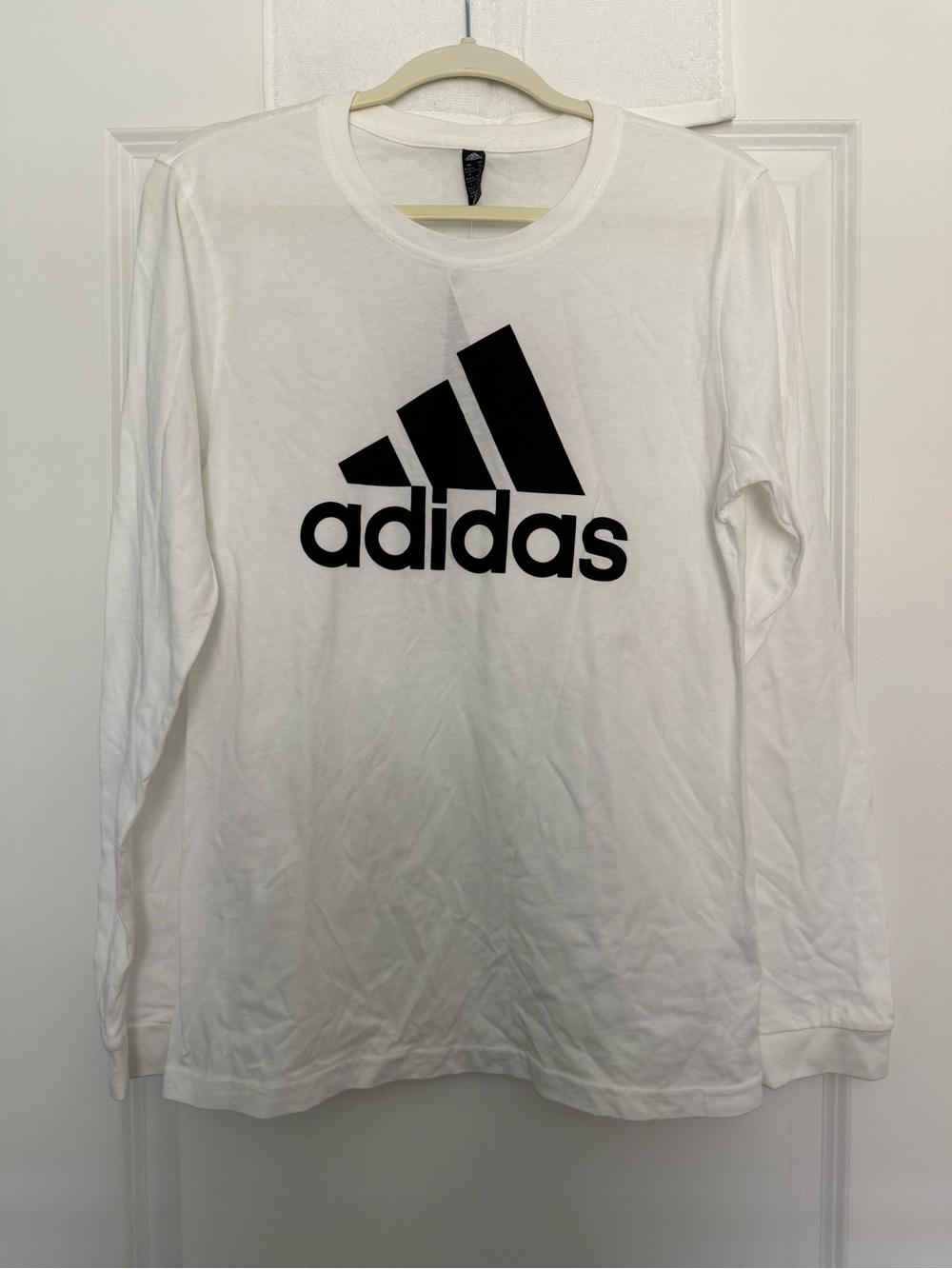 adidas White Tee with Black Trefoil Logo